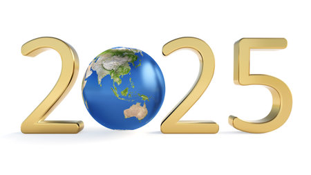 2025 Australia Asia on the white backgroundの写真素材