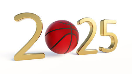 2025 year basketball on the white backgroundの写真素材