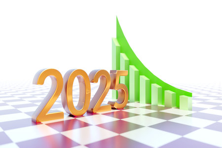 2025 and graph diagram background, 3d illustration