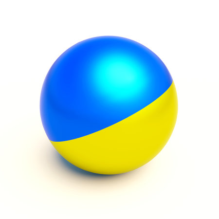 Ukrainian flag sphere on the white backgroundの写真素材