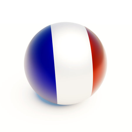 French flag Sphere on the white backgroundの写真素材