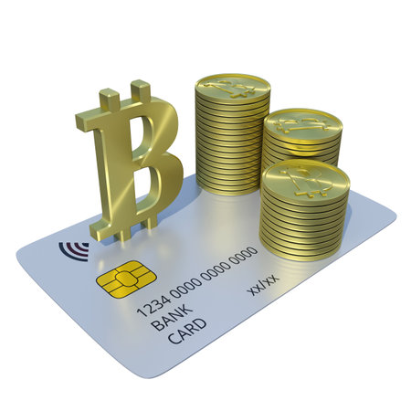 Bank Card Bitcoin isolated on the whiteの写真素材