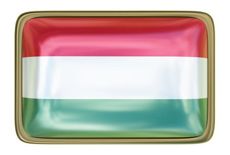Hungarian Flag Badge isolated onthe white backgroundの写真素材