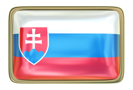 Slovakian Flag Badge isolated onthe white backgroundの写真素材