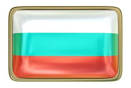 Bulgarian Flag Badge isolated onthe white backgroundの写真素材