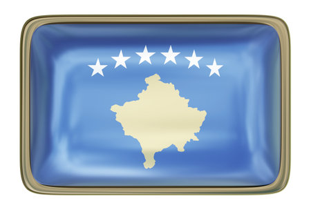 Kosovo Flag Badge isolated onthe white backgroundの写真素材