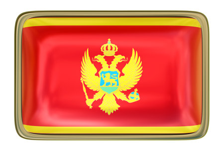 Montenegro Flag Badge isolated onthe white backgroundの写真素材