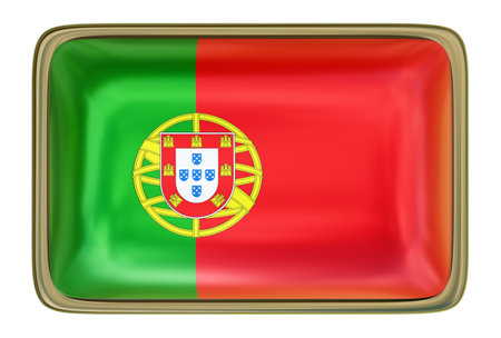 Portugal Flag Badge isolated onthe white backgroundの写真素材