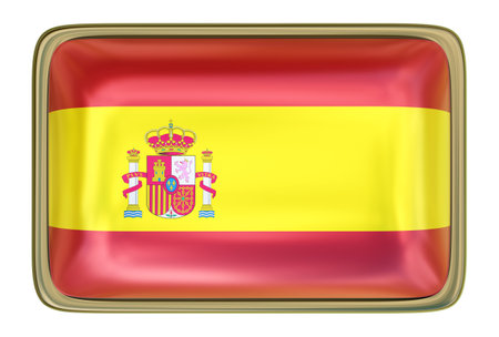 Spanish Flag Badge isolated onthe white backgroundの写真素材
