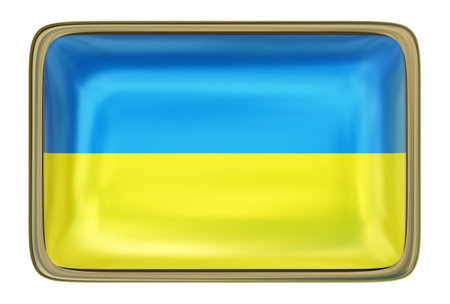 Ukrainian Flag Badge isolated onthe white backgroundの写真素材