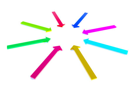 Colour Arrows inside on the white backgroundの写真素材