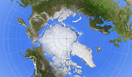 Arctic region map, decorative background, 2d illustrationの写真素材