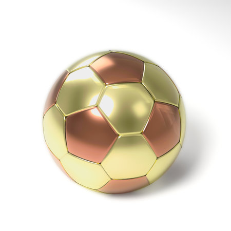 Golden Soccer Ball on the white backgroundの写真素材
