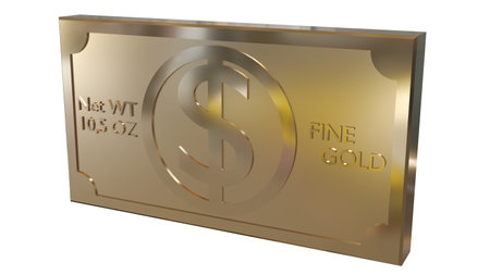 Golden ingot isolated on the whiteの写真素材