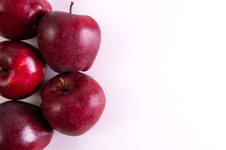 Fresh red apple on white backgroundの写真素材