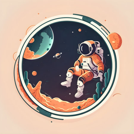 An astronaut travels through space in a new worldの素材