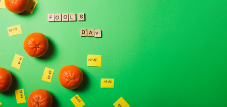 A creative picture of April Fools' Day jokes. Replacing food with similar items. Use of wooden forks and knives. Images of other objects are not what they really are.の写真素材