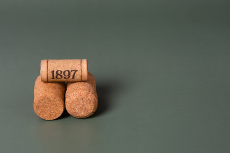 A man's hand holds cut corks and cuts them. Preservation of the planet's ecology. Raw materials for...