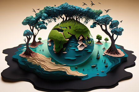Save the planet Earth Day. Restoring the ecology of the planet. environmental problem. Planet Earth is full of garbage. Toxic waste. factory emissions. climate change. Waste pollution. Generative AIの素材