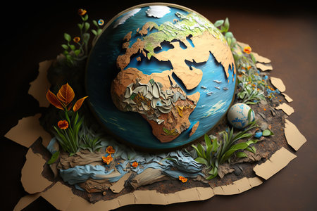 Save the planet Earth Day. Restoring the ecology of the planet. environmental problem. Planet Earth is full of garbage. Toxic waste. factory emissions. climate change. Waste pollution. Generative AIの素材