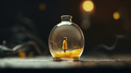 Abuse of alcohol addiction, the concept of alcoholism, the problem of people during crises and depressions. Image of a glass of alcohol. Sober Curious movement. Generative AIの素材