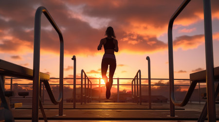 The concept of playing sports in the fresh air on sports grounds. Healthy lifestyle and improvement of physical condition. Evening entertainment. Generative AIの素材