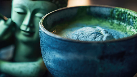 The trend of green and blue Japanese tea.の素材