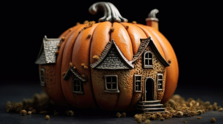 Pumpkin houses, the concept of houses made of ecological materials. Generative AIの素材
