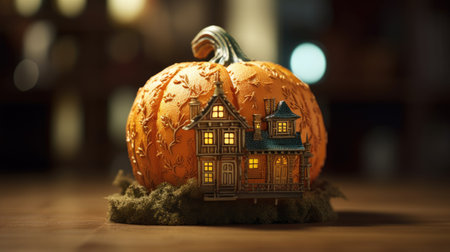 Pumpkin houses, the concept of houses made of ecological materials. Generative AIの素材