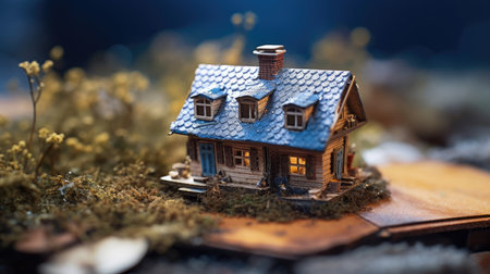 Small house as an affordable housing real estate concept. Sale and purchase of houses outside the city, suburbs. Renting a house in real estate companies. real estate insurance. Generative AIの素材