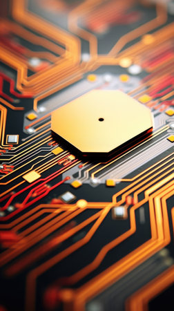 A microchip for a computer. data protection chip. Microcircuits and processors on an electronic board. Generative AIの素材