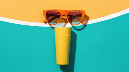Sunscreen for pool and sea skin. plastic bottle with sun protection. Spf. Generative AIの素材