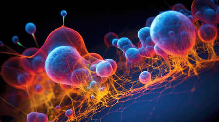 DNA research under the microscope. genetic engineering. Laboratory work in gene replacement. Generative AIの素材