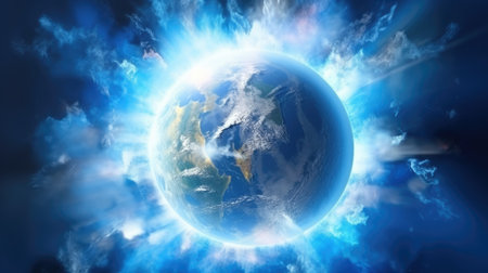 The concept of protecting the planet and saving the planet. Ozone day. Generative AIの素材