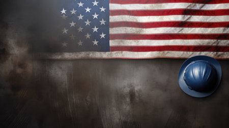 Labor Day in the USA. Workers celebrate their day. holiday banner. Generative AIの素材