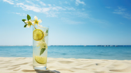 Refreshing summer lemonade from citrus fruits and mint. fruit cocktails. Generative AIの素材