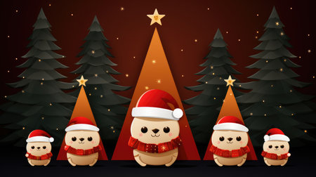 Christmas bright backgrounds for banners. Beautiful new year cards. holiday mood. Generative AIの素材