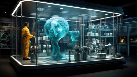 Use of artificial intelligence in medical laboratories for research and analysis. Generative AIの素材