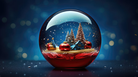 Festively decorated with toys and a garland, a Christmas tree. Postcard for the new year. Generative AIの素材