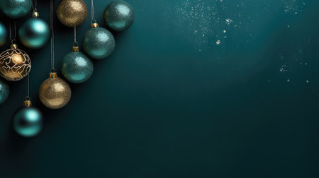 New Year's background with toys for the Christmas tree. Festive mood concept. Generative AIの素材