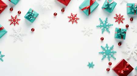Christmas background with gift boxes. The concept of festive New Year's mood. Generative AIの素材