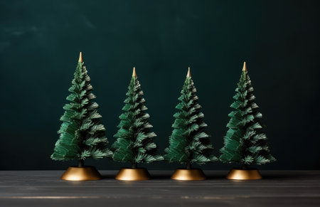 New year mood concept. Minimalist Christmas trees. Accessories for home interior decoration. Generative AIの素材