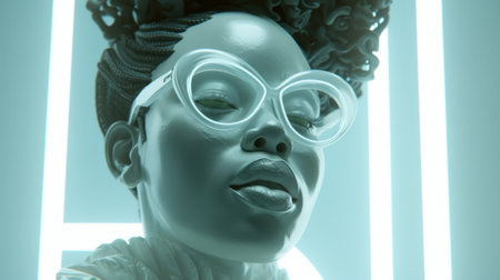 african american woman wearing glasses.の素材