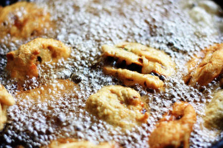 fried Chinese food in the boiling oilの写真素材