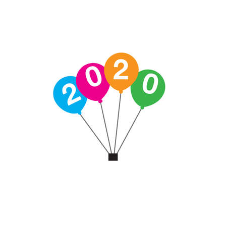 Happy New Year 2020 logo text design. Cover of business diary for 2020 with wishes. Brochure design template, card, banner. Vector illustration.のイラスト素材