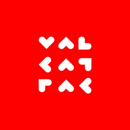 Valentine text made from heart shape on red background. Design for celebrating the Valentine's day...