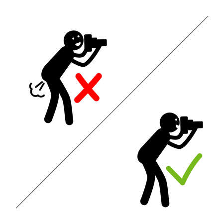 do not fart when take a picture sign.  Do not fart red signのイラスト素材