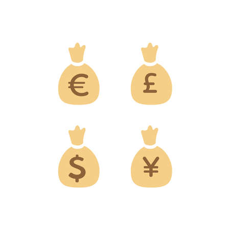 Money bag flat icon vector pictogram isolated, black and white sack with dollars, cartoon moneybagのイラスト素材