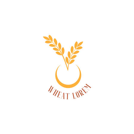 Wheat or barley ears. Harvest wheat grain, growth rice stalk and whole bread grains or field cereal nutritious rye grained agriculture products ear symbol. laurel vector icon. Isolated vector iconのイラスト素材