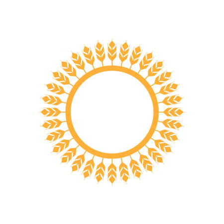 Wheat or barley ears. Harvest wheat grain, growth rice stalk and whole bread grains or field cereal nutritious rye grained agriculture products ear symbol. laurel vector icon. Isolated vector iconのイラスト素材